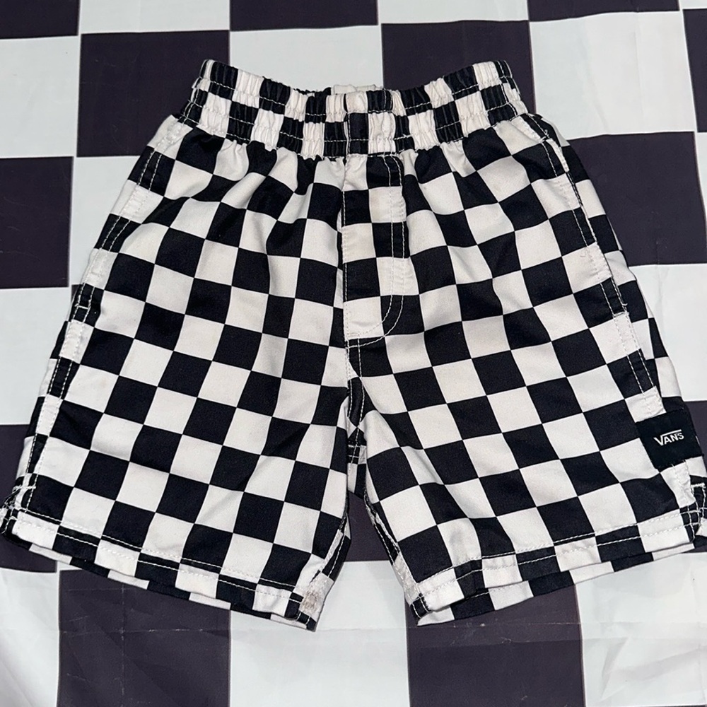 Vans Kids Black & White Checkerboard Board Swim Shorts 4